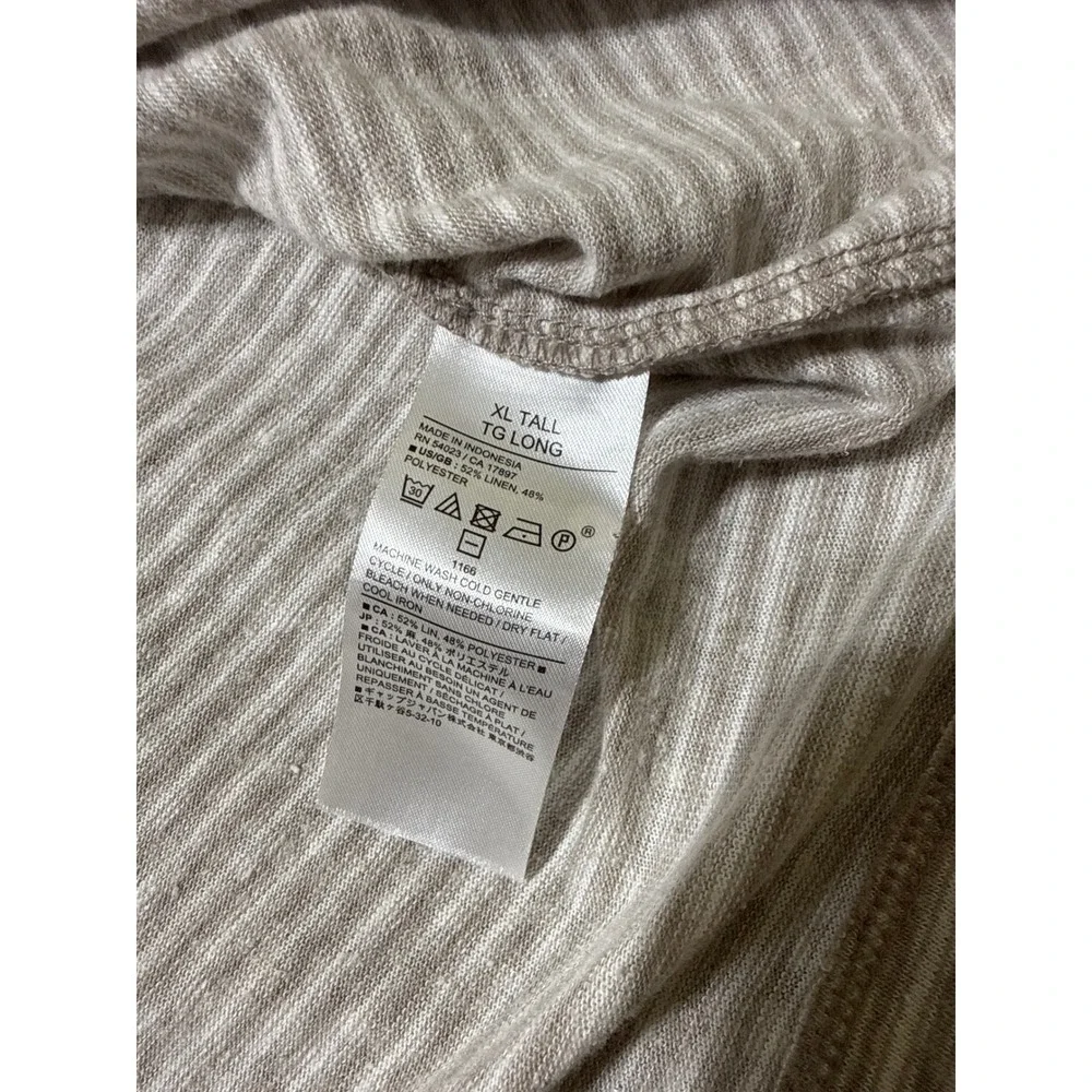 Banana Republic‎ Tall XL Linen-Blend Notch-Neck Striped T-Shirt